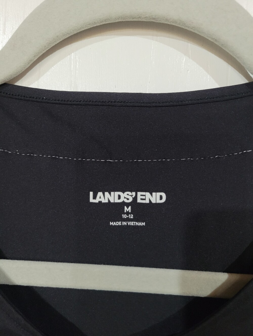 Lands' End Black S/S Dress Swim Cover-up with White Trim Sz Medium 10-12 - Picture 2 of 6